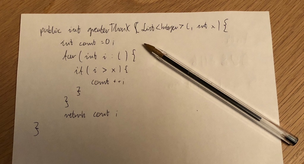 Tips for “whiteboard” and “paper” coding interviews